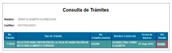 Consulta de trámite