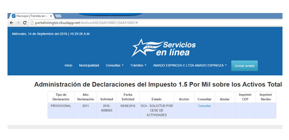 SCA solicitud por cese